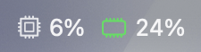 Menu bar showing CPU 6% and memory pressure 24%